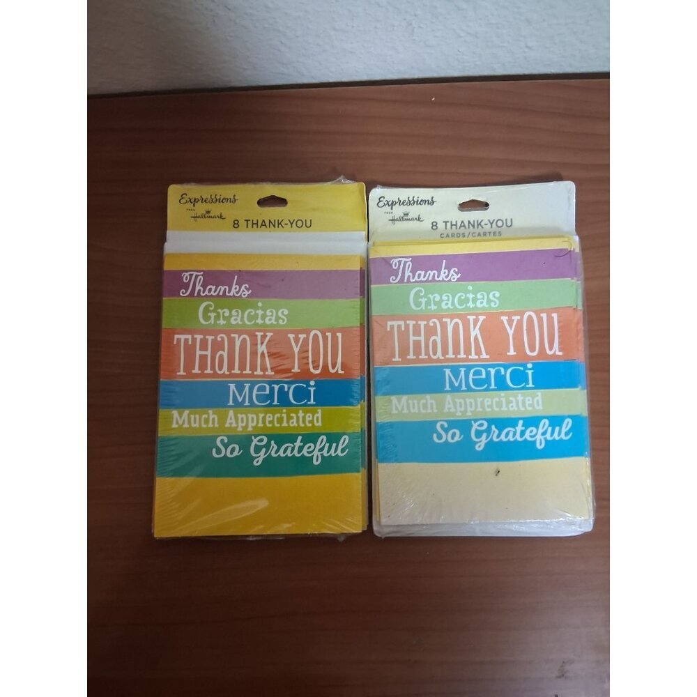 NEW Hallmark Multilingual Thank You Notes + Envelopes 8 Pack Retro Granny Y2K
